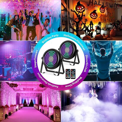 ضوء ستروب للحفلات، 30 وات 126 مصباح LED RGB+W+UV 5IN1 أضواء ستروب للحفلات DJ Par يمكن أن تضيء مع جهاز التحكم عن بعد في الصوت المنشط والتحكم في السرعة DJ Uplights لحفلات أعياد الميلاد ومهرجان الهالوين in Kuwait