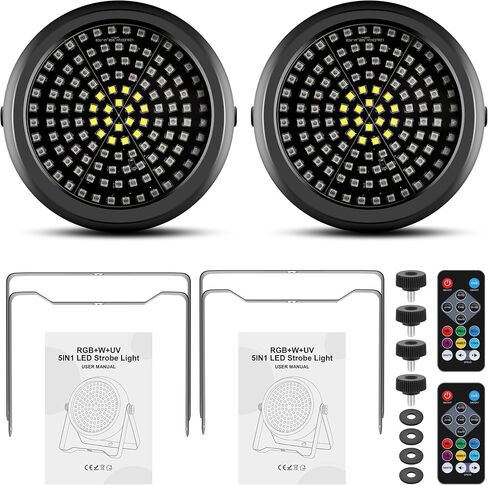 ضوء ستروب للحفلات، 30 وات 126 مصباح LED RGB+W+UV 5IN1 أضواء ستروب للحفلات DJ Par يمكن أن تضيء مع جهاز التحكم عن بعد في الصوت المنشط والتحكم في السرعة DJ Uplights لحفلات أعياد الميلاد ومهرجان الهالوين in Kuwait