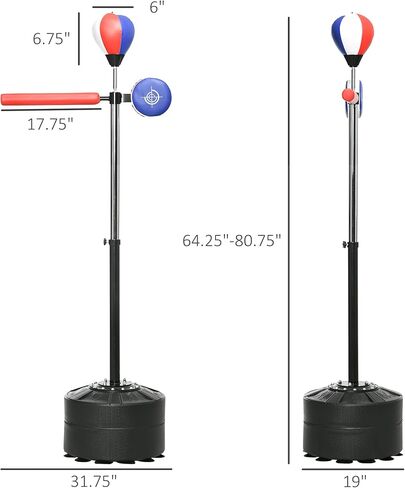 Soozier Free Standing Boxing Bag with Stand, Punching Speed Bag Reaction Bar Challenge with Suction Cups, 64-81in Adjustable Height for Teenagers and Adults in Saudi Arabia