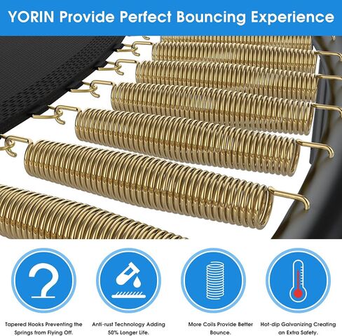 yorin الترامبولين في الهواء الطلق، 1500 رطل سعة الوزن 16 15 14 12 10 8ft الترامبولين للأطفال والكبار، الترامبولين الترفيهي مع طوق كرة السلة، شبكة الضميمة، الترامبولين الثقيلة، المعتمدة astm in Kuwait