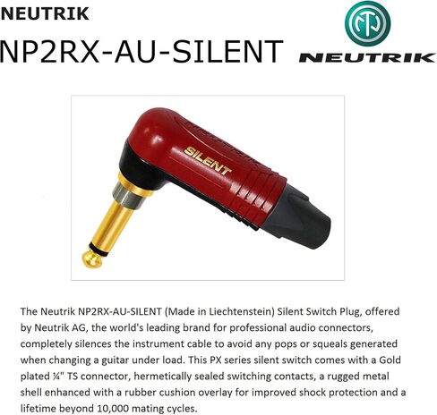 20 Foot - WBC-PRO-Guitar – 20 AWG - Low-Cap (18pF/ft) – Pro-Grade – Graphite-Based - Dual-Shielded Guitar Bass Instrument Cable w/Neutrik Straight - Angled (SilentPLUG) ¼ Inch (6.35mm) Gold TS Plugs in Saudi Arabia