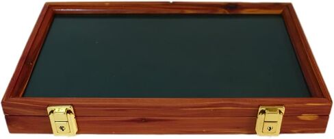علبة عرض خشبية للمقتنيات والسكاكين ورؤوس الأسهم والدبابيس والميداليات والمزيد (18 × 12 × 2، بلوط) in Kuwait