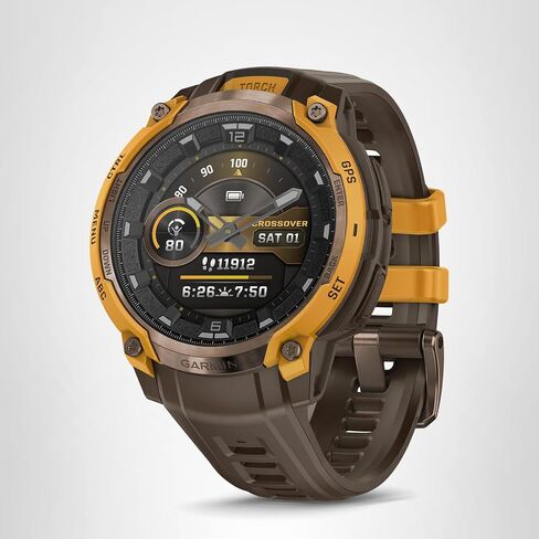 Garmin Instinct® Crossover AMOLED، ساعة ذكية متينة هجينة بنظام تحديد المواقع العالمي (GPS) مع عقارب ساعة تناظرية وشاشة AMOLED ساطعة، فحمي مع شريط سيليكون فحمي in Saudi Arabia