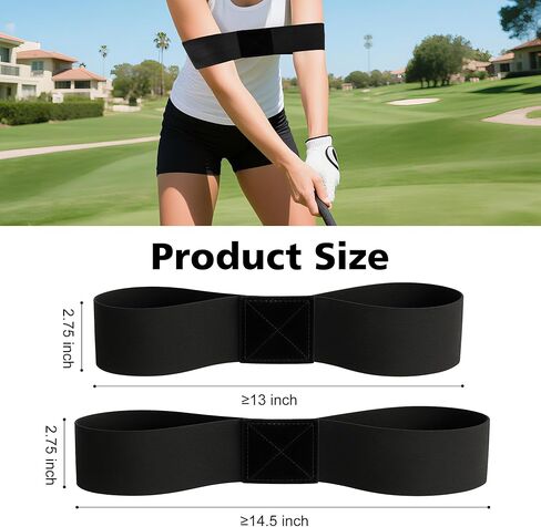 عبوتان من حزام الذراع لتصحيح أرجوحة الجولف لذاكرة العضلات واتصال الجسم - مدرب الجولف للمبتدئين، واللاعبين الذين يستخدمون اليد اليسرى/اليمنى (أسود) in Kuwait