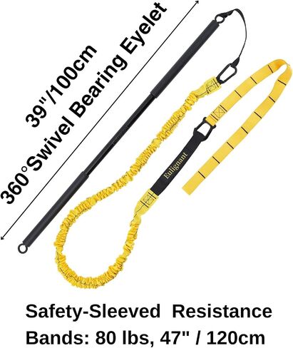 Swing Trainer for Golf/Baseball/Tennis Improvement, Resistance Cord (25&80lbs) with Weighted Workout Bar, Rotational Movements Exercise in Core Training in Saudi Arabia