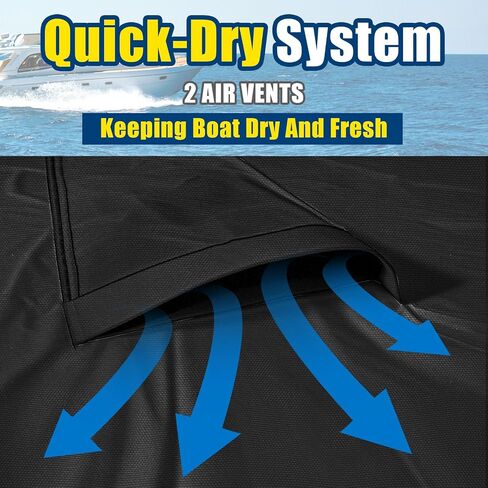 Heavy Duty 1200D Boat Cover, Waterproof & UV Resistant, Fits 14-16 FT X 90" Beam Width V-Hull, Tri-Hull, Bass Boats - Trailerable Marine Grade Cover with Adjustable Straps for All-Weather Protection in Saudi Arabia