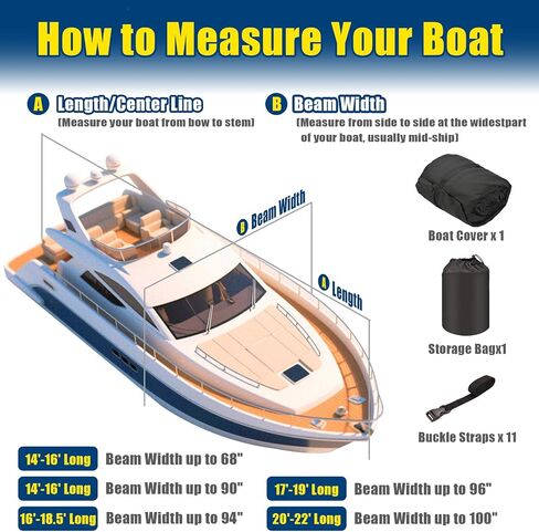 Heavy Duty 1200D Boat Cover, Waterproof & UV Resistant, Fits 14-16 FT X 90" Beam Width V-Hull, Tri-Hull, Bass Boats - Trailerable Marine Grade Cover with Adjustable Straps for All-Weather Protection in Saudi Arabia