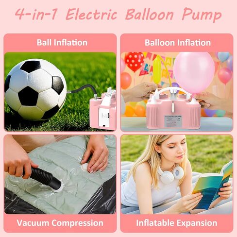 مضخة بالونات 4 في 1، مضخة بالون كهربائية رياضية رياضية لجميع البالونات، رقائق اللاتكس 260q بالون مايلر، وسادة هوائية تطفو على حمام السباحة، كرة يوجا، منفاخ منفاخ بالون in Kuwait