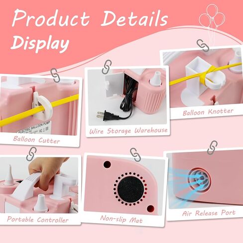مضخة بالونات 4 في 1، مضخة بالون كهربائية رياضية رياضية لجميع البالونات، رقائق اللاتكس 260q بالون مايلر، وسادة هوائية تطفو على حمام السباحة، كرة يوجا، منفاخ منفاخ بالون in Kuwait