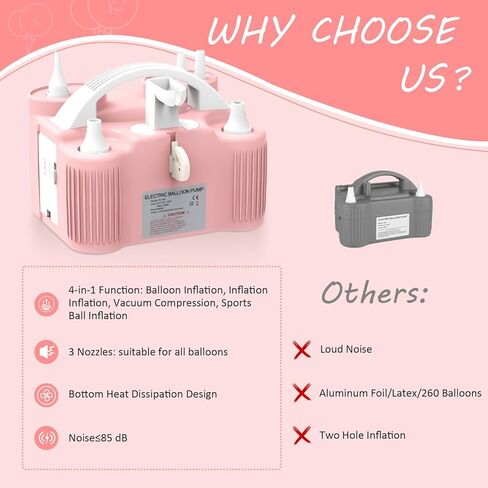 مضخة بالونات 4 في 1، مضخة بالون كهربائية رياضية رياضية لجميع البالونات، رقائق اللاتكس 260q بالون مايلر، وسادة هوائية تطفو على حمام السباحة، كرة يوجا، منفاخ منفاخ بالون in Kuwait