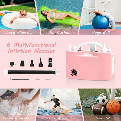 مضخة بالونات 4 في 1، مضخة بالون كهربائية رياضية رياضية لجميع البالونات، رقائق اللاتكس 260q بالون مايلر، وسادة هوائية تطفو على حمام السباحة، كرة يوجا، منفاخ منفاخ بالون in Kuwait