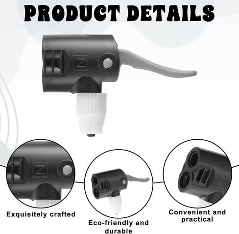 Black Bike Pump Adapter, 2 PCS Dual Head Bicycle Tire Pump Adapter Bike Track Pump Schrader Presta Valve Adapters Quick Pumps Fitting Replacement Nozzle Tire Valve Connector for Bicycle Floor Pumps in Saudi Arabia