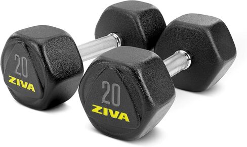 دمبل سداسية ممتازة من ZIVA - أوزان حرة مطلية باليوريثان المطاطي من الدرجة التجارية لتدريب القوة ورفع الأثقال وصالة الألعاب الرياضية المنزلية - قلب فولاذي متين - تباع في أزواج (25-50 سفينة بالقطعة) in Saudi Arabia
