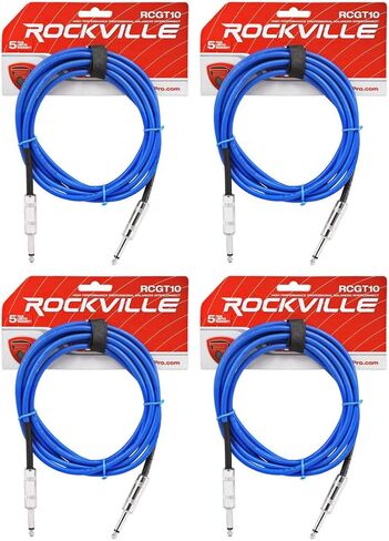 4 Rockville RCGT10BL 10' 1/4" TS to 1/4'' TS Guitar/Instrument Cable in Saudi Arabia