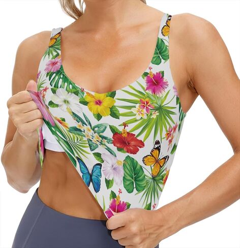 حمالات صدر رياضية للنساء برقبة واسعة وملابس للتمرين مع وسادات مدمجة للتمرين والجري واليوجا in Kuwait