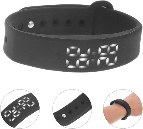 Wristband Bracelet with Pedometer Sleep Vibration Alarm Black Accurate Step Counting Real Temperature Display for Fitness Tracking in Saudi Arabia