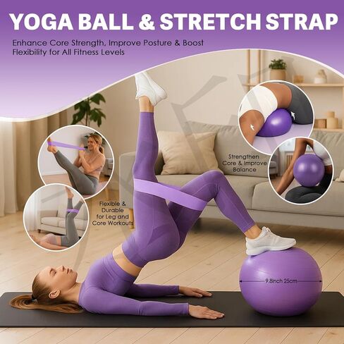 Pilates Essentials Kit for Women-Home Yoga Set,Including Foot Pedal Puller,Pilates Ring,Figure 8 Resistance Band,Pilates Ball,Resistance Band,Yoga Stretching Elastic Band,for Travel&Home Workouts in Saudi Arabia