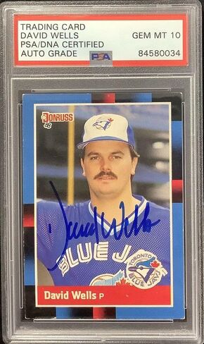 David Wells Signed 1987 Leaf #640 Rookie Card RC Jays PSA/DNA Auto MT 10 - MLB Autographed Baseball Cards in Saudi Arabia