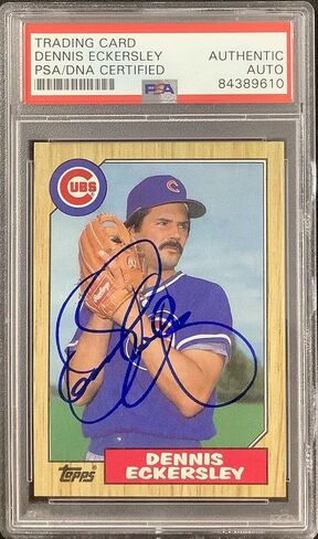 Dennis Eckersley Signed 1987 Topps #459 Baseball Card Cubs Autograph HOF PSA/DNA - Baseball Slabbed Autographed Cards in Saudi Arabia