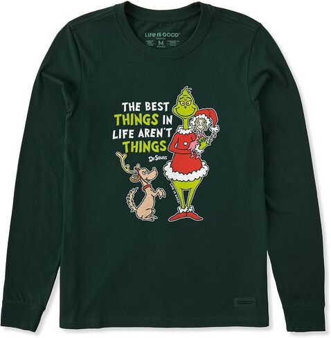 الحياة جيدة. تي شيرت نسائي بأكمام طويلة من The Best Things Grinch، أخضر تريلاين in Saudi Arabia