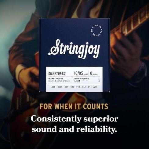 Stringjoy HVY108 8 سلاسل جيتار كهربائي من النيكل، (مقياس الضوء السفلي الثقيل، 10-85) in Kuwait
