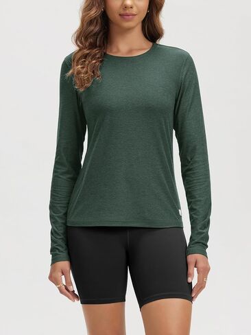 ODODOS Women's Long Sleeve T-Shirt - Ultra Soft Stratum Tech Performance Top UPF 50+ Breathable Crew Neck Pullover in Saudi Arabia
