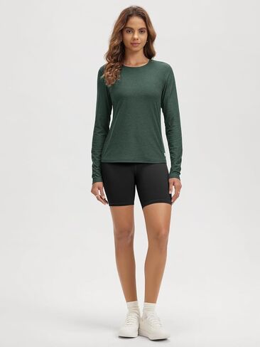 ODODOS Women's Long Sleeve T-Shirt - Ultra Soft Stratum Tech Performance Top UPF 50+ Breathable Crew Neck Pullover in Saudi Arabia