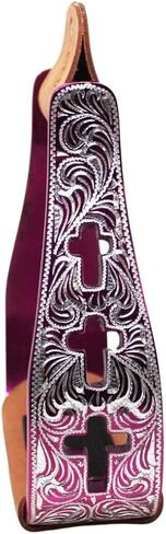 CHALLENGER Western Cross Cut-Out Pink Engraved Aluminum Saddle Show Stirrups 5145PK in Saudi Arabia