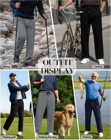 4 Pack Men's Sweatpants Open Bottom with Pockets Drawstring Athletic Lounge Joggers Baggy Workout Pants in Saudi Arabia