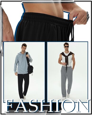 4 Pack Men's Sweatpants Open Bottom with Pockets Drawstring Athletic Lounge Joggers Baggy Workout Pants in Saudi Arabia