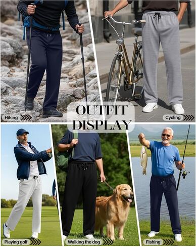 4 Pack Men's Sweatpants Open Bottom with Pockets Drawstring Athletic Lounge Joggers Baggy Workout Pants in Saudi Arabia