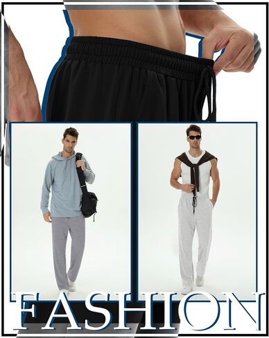 4 Pack Men's Sweatpants Open Bottom with Pockets Drawstring Athletic Lounge Joggers Baggy Workout Pants in Saudi Arabia