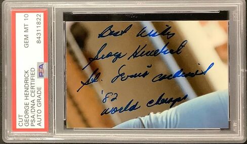 George Hendrick Signed Cut Photo Baseball Cardinals Inscr PSA/DNA Auto Gem Mt 10 - MLB Autographed Baseball Cards in Saudi Arabia