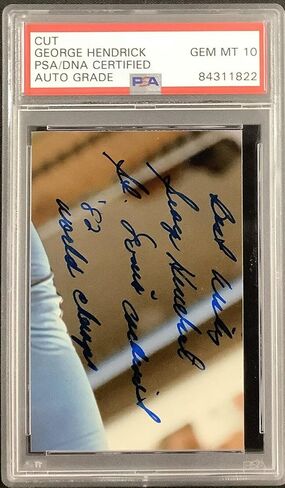 George Hendrick Signed Cut Photo Baseball Cardinals Inscr PSA/DNA Auto Gem Mt 10 - MLB Autographed Baseball Cards in Saudi Arabia