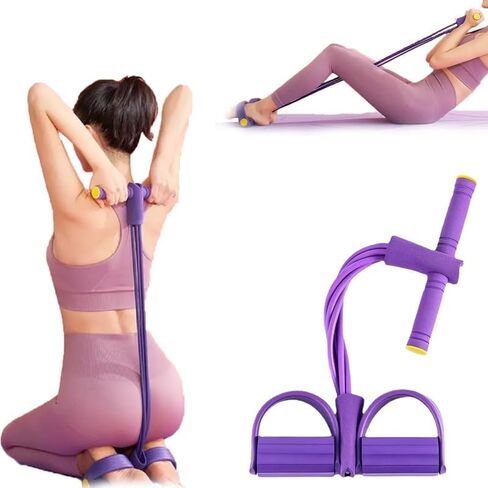 6-Tube Pedal Puller Resistance Band, Multifunction Tension Rope for Home Gym, Arm Leg Abdomen Waist Training Equipment for Stretching & Slimming, Yoga Pilates Exercise Band for Women & Men (Purple) in Kuwait