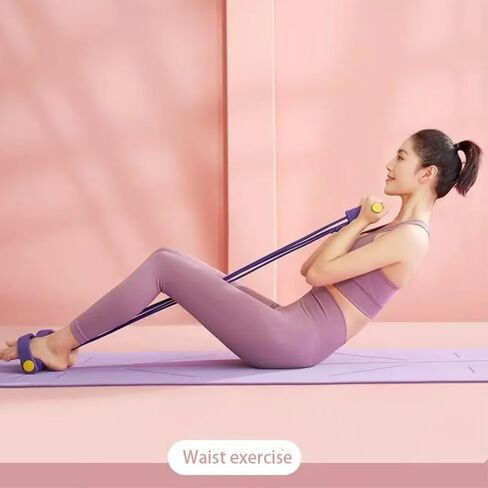 6-Tube Pedal Puller Resistance Band, Multifunction Tension Rope for Home Gym, Arm Leg Abdomen Waist Training Equipment for Stretching & Slimming, Yoga Pilates Exercise Band for Women & Men (Purple) in Kuwait