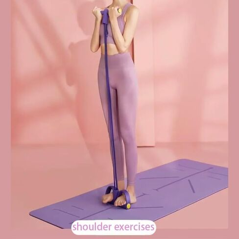 6-Tube Pedal Puller Resistance Band, Multifunction Tension Rope for Home Gym, Arm Leg Abdomen Waist Training Equipment for Stretching & Slimming, Yoga Pilates Exercise Band for Women & Men (Purple) in Kuwait