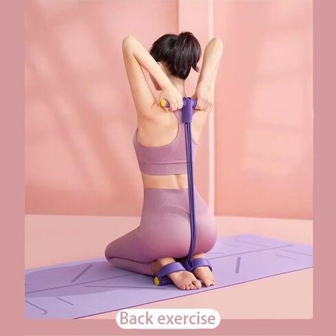 6-Tube Pedal Puller Resistance Band, Multifunction Tension Rope for Home Gym, Arm Leg Abdomen Waist Training Equipment for Stretching & Slimming, Yoga Pilates Exercise Band for Women & Men (Purple) in Kuwait