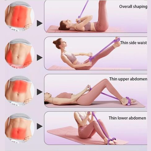 6-Tube Pedal Puller Resistance Band, Multifunction Tension Rope for Home Gym, Arm Leg Abdomen Waist Training Equipment for Stretching & Slimming, Yoga Pilates Exercise Band for Women & Men (Purple) in Kuwait