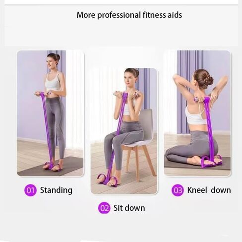 6-Tube Pedal Puller Resistance Band, Multifunction Tension Rope for Home Gym, Arm Leg Abdomen Waist Training Equipment for Stretching & Slimming, Yoga Pilates Exercise Band for Women & Men (Purple) in Kuwait