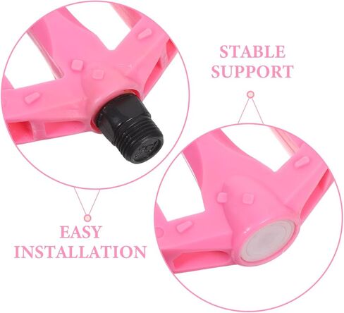 1pair Boy Girl Bike Pedals Plastic Replacement Pedals with Anti-Slip Design for Mountain Boy Girl's Bikes Pink Color Easy Installation Stable Support in Saudi Arabia