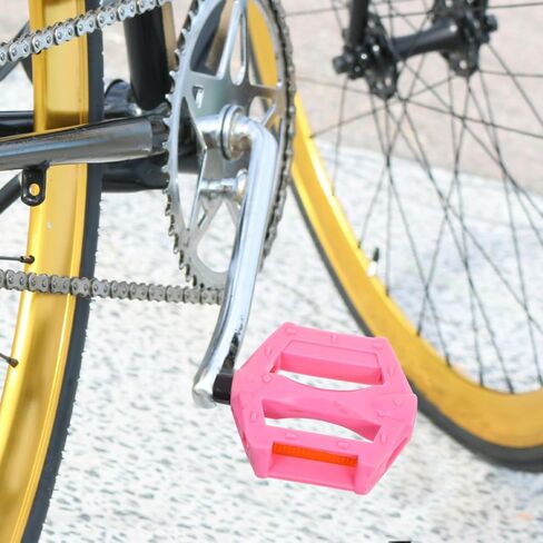 1pair Boy Girl Bike Pedals Plastic Replacement Pedals with Anti-Slip Design for Mountain Boy Girl's Bikes Pink Color Easy Installation Stable Support in Saudi Arabia
