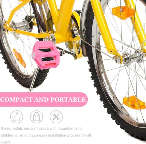 1pair Boy Girl Bike Pedals Plastic Replacement Pedals with Anti-Slip Design for Mountain Boy Girl's Bikes Pink Color Easy Installation Stable Support in Saudi Arabia