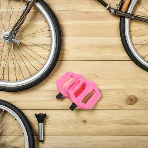 1pair Boy Girl Bike Pedals Plastic Replacement Pedals with Anti-Slip Design for Mountain Boy Girl's Bikes Pink Color Easy Installation Stable Support in Saudi Arabia