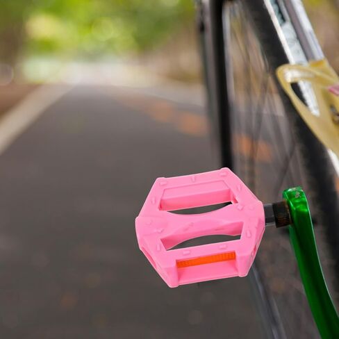 1pair Boy Girl Bike Pedals Plastic Replacement Pedals with Anti-Slip Design for Mountain Boy Girl's Bikes Pink Color Easy Installation Stable Support in Saudi Arabia