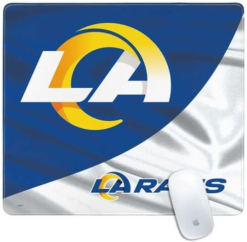 Skinit Medium Gaming Mouse Pad - Officially Licensed Los Angeles Rams Design with Stitched Edges, Waterproof, Non-Slip Rubber Base, Desk Mat for Keyboard & Mouse, 17.7" x 15.75" inches in Saudi Arabia