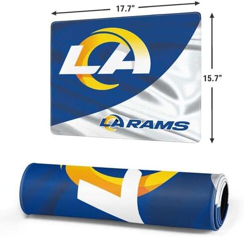 Skinit Medium Gaming Mouse Pad - Officially Licensed Los Angeles Rams Design with Stitched Edges, Waterproof, Non-Slip Rubber Base, Desk Mat for Keyboard & Mouse, 17.7" x 15.75" inches in Saudi Arabia