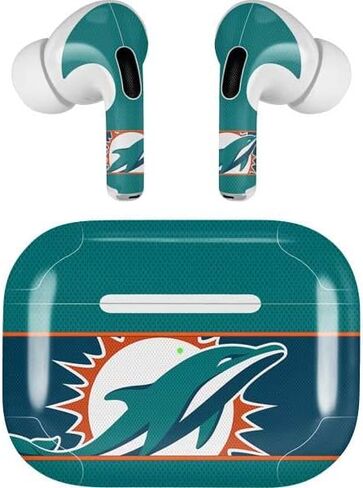 غلاف صوتي من Skinit متوافق مع Apple AirPods Pro - تصميم بلوك منطقة NFL Miami Dolphins Zone المرخص رسميًا in Saudi Arabia