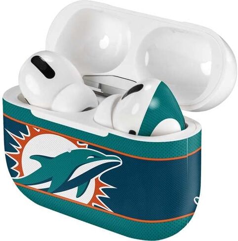 غلاف صوتي من Skinit متوافق مع Apple AirPods Pro - تصميم بلوك منطقة NFL Miami Dolphins Zone المرخص رسميًا in Saudi Arabia