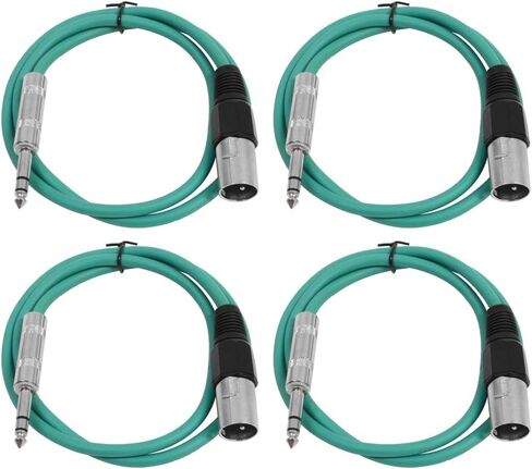 Seismic Audio - SATRXL-M3-4 Pack of 3 Foot 1/4 Inch TRS to XLR Male Patch Cables - Balanced - 3 Foot Patch Cord - Blue and Yellow in Saudi Arabia